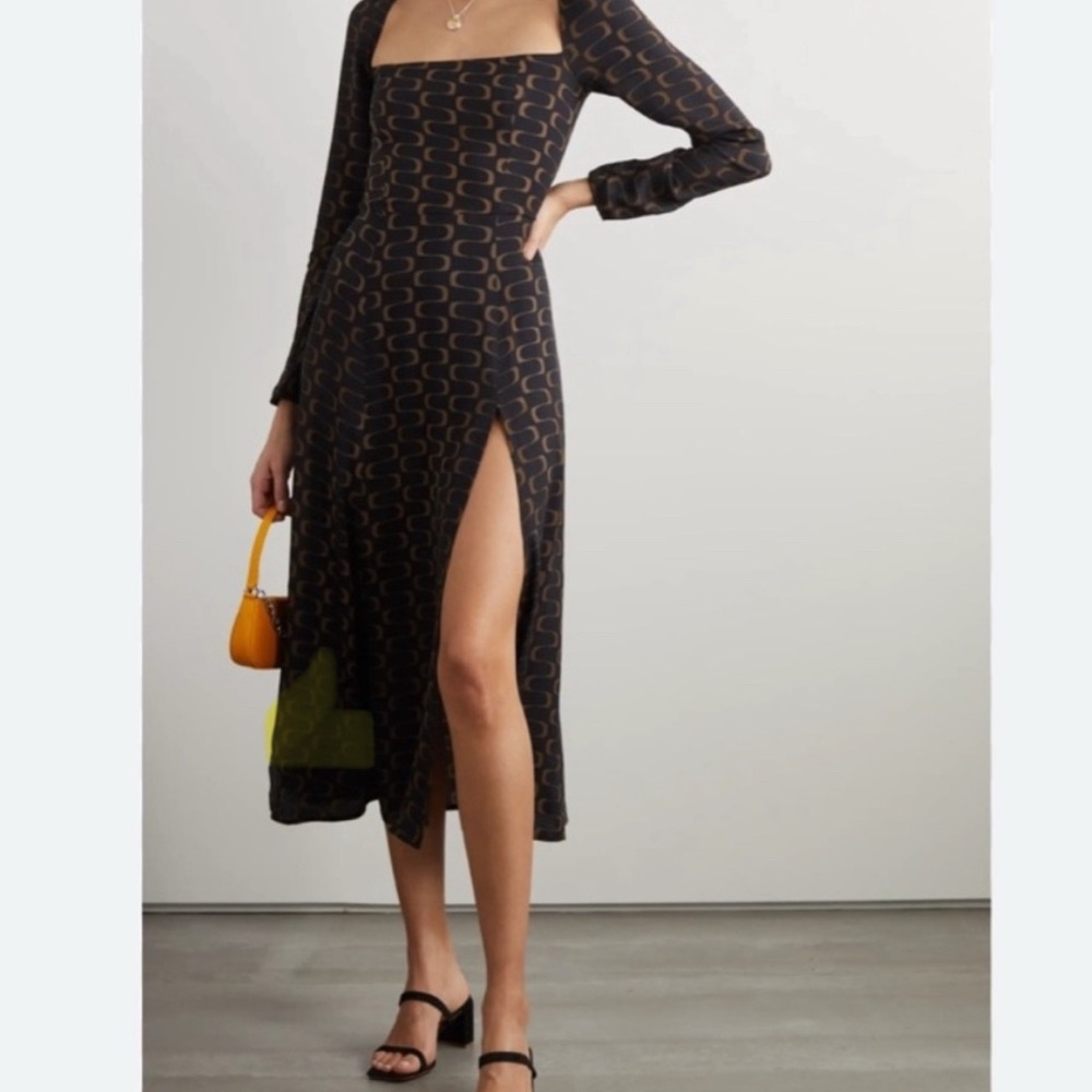Reformation Black and Brown Long Sleeve Dress